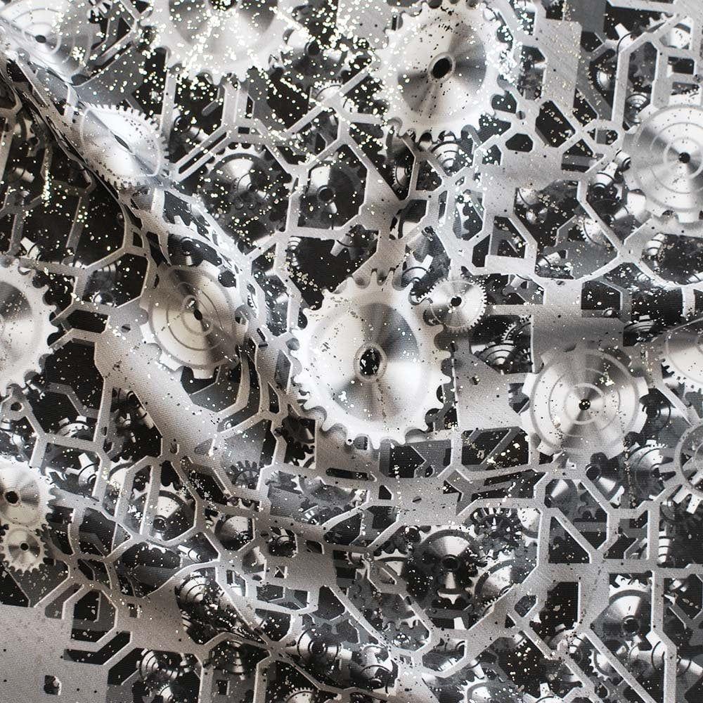 Clockwork Silver & Silver Score - Foiled Print on Flex