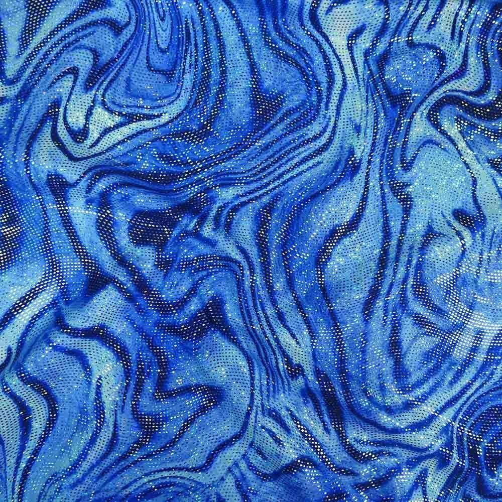 Avantgarde Blue & Aqua Hologram Swirl - Foiled Print on Flex