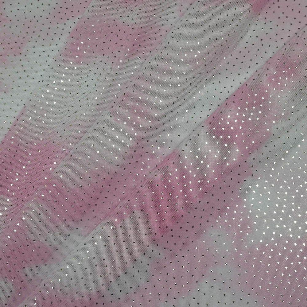 Pastel Sky Pink On Glint - Printed Foiled Net