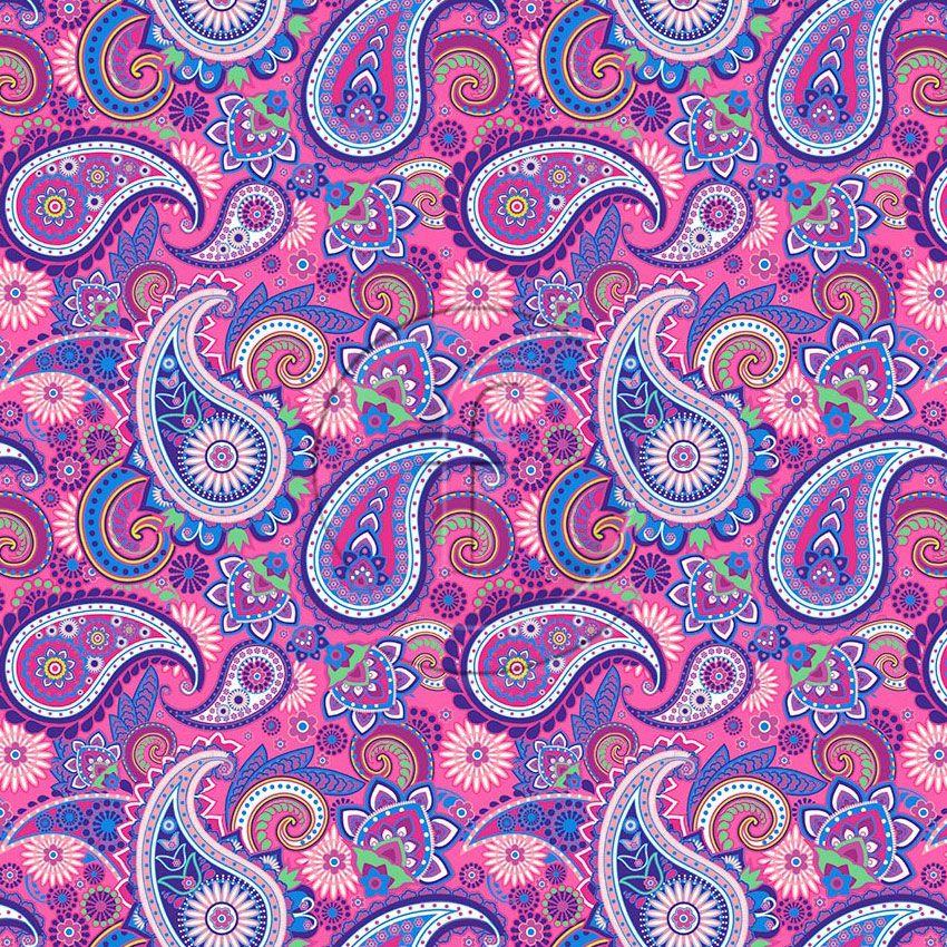 Paisley Lilac, Vintage Retro Scalable Stretch Fabric: Pink