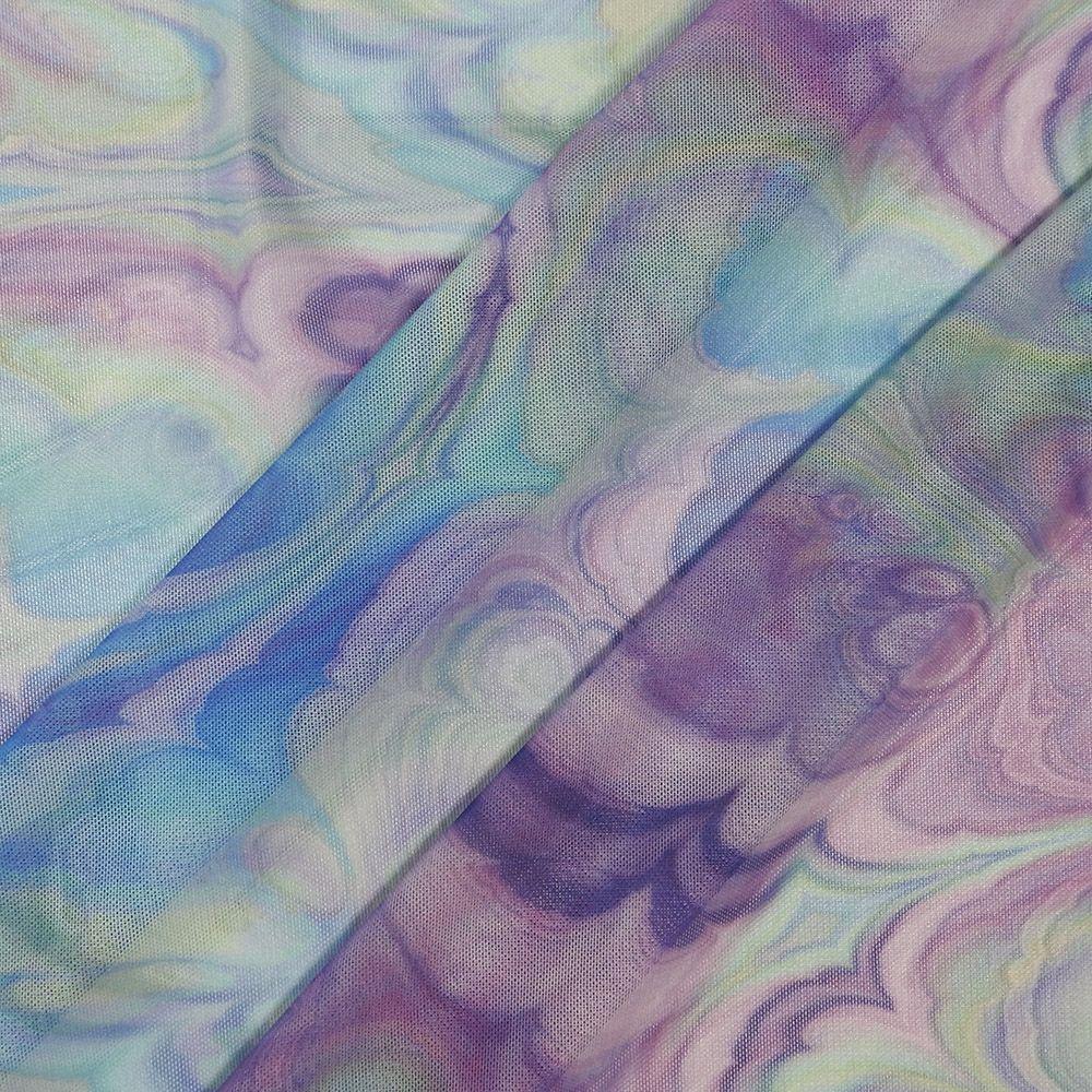 Marengo on Net Printed Stretch Fabric: Blue/Purple