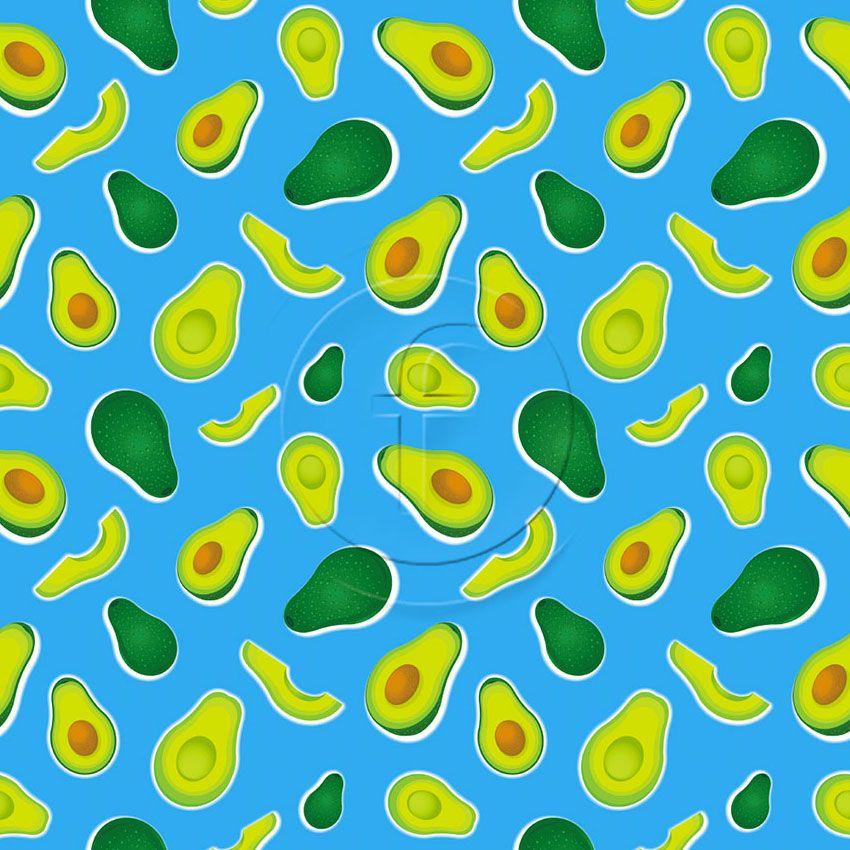 Avocado Turquoise, Tropical Printed Stretch Fabric: Blue/Green